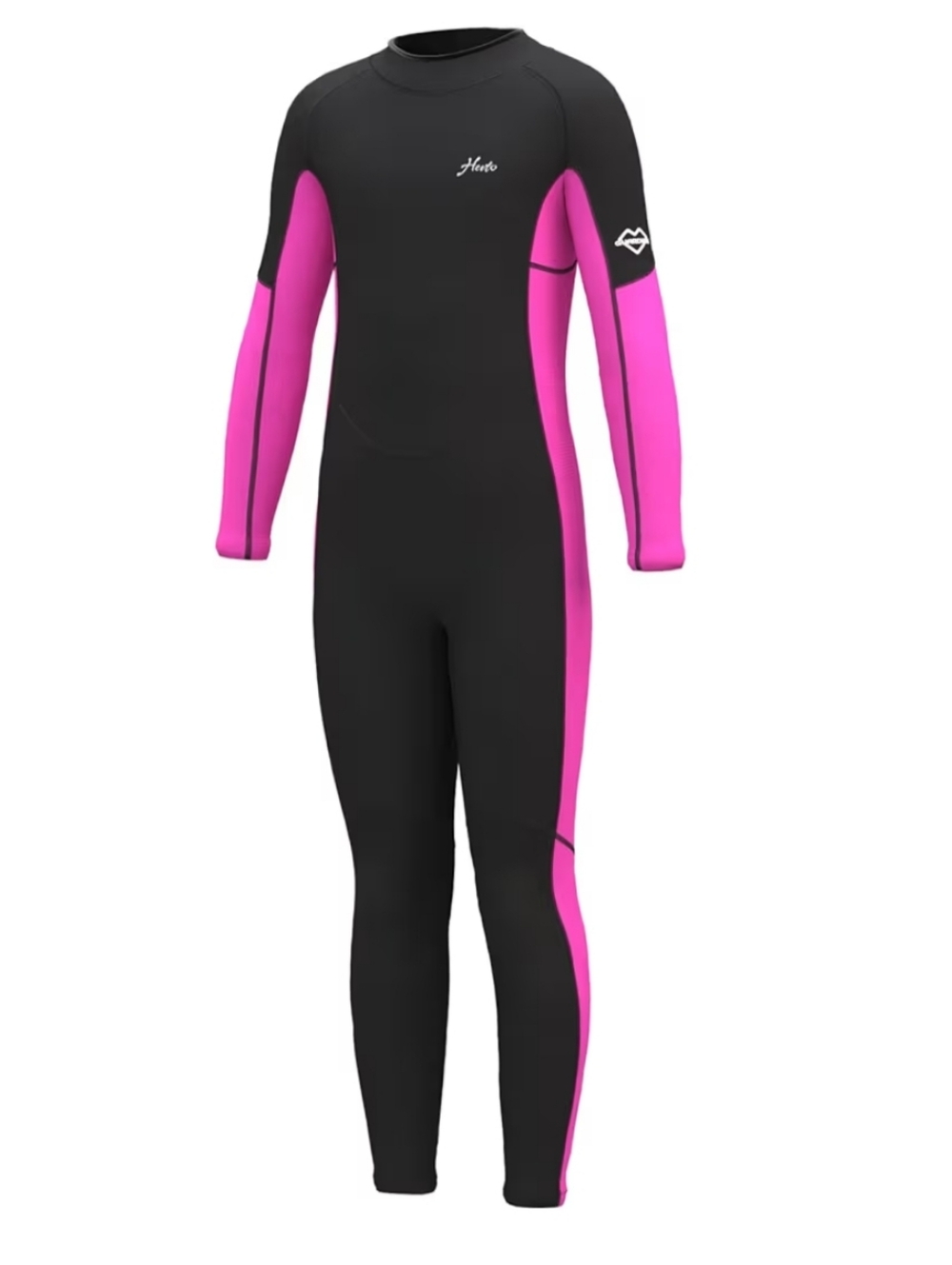 Kids 3/2mm Neoprene Black & Pink Full-Body Wetsuit - Swimming Surfing Diving